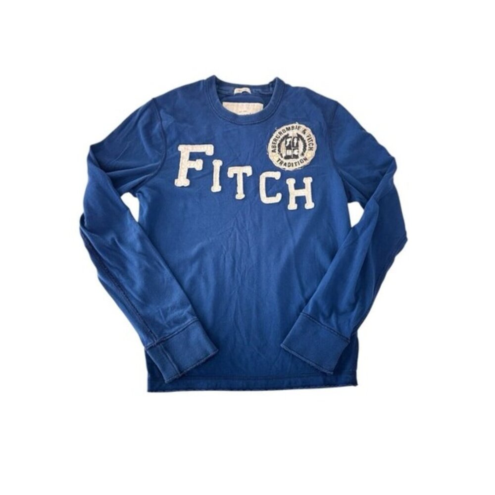 Abercrombie & Fitch T Shirt Mens Small Muscle Thermal Blue Long Sleeve Crewneck
